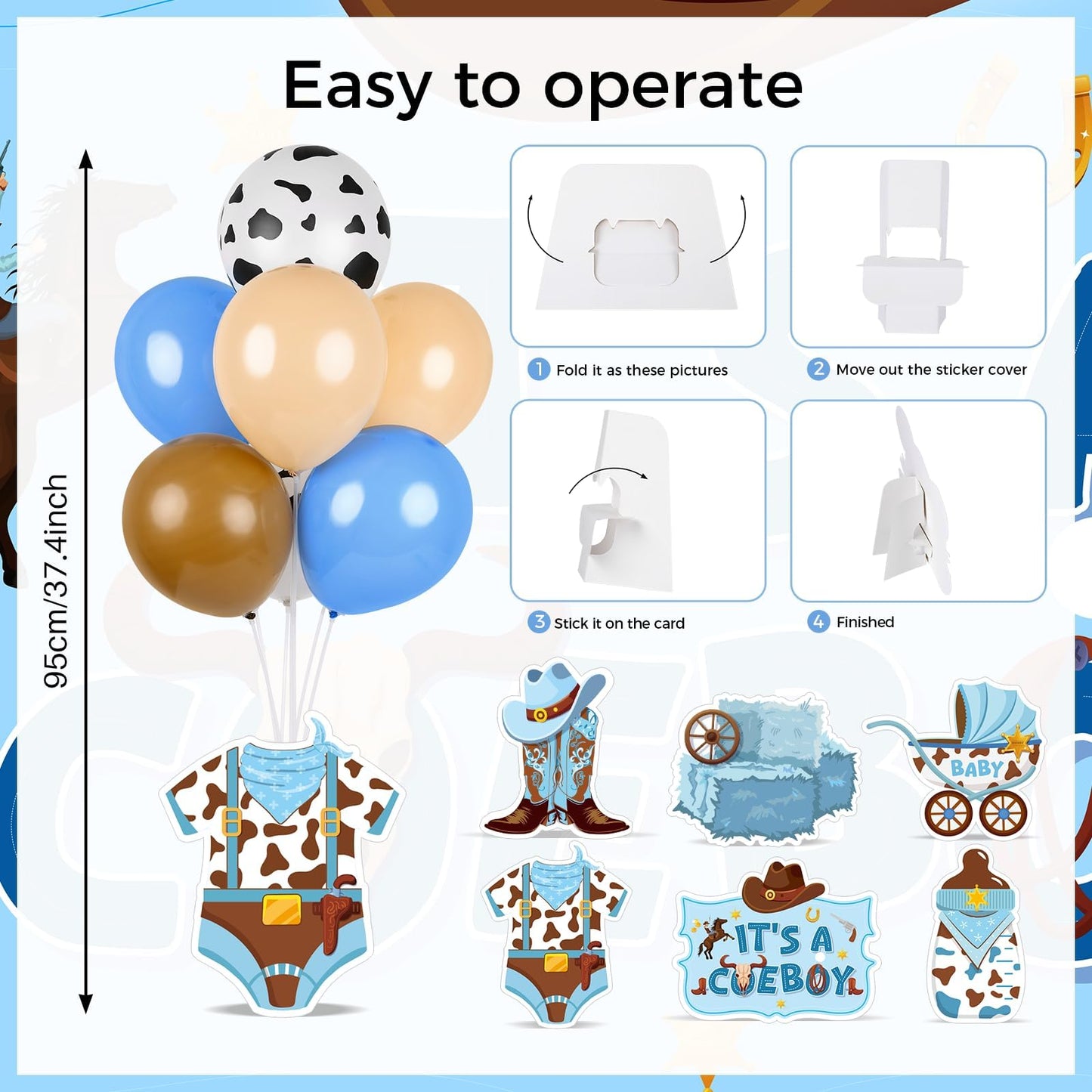 4 Sets Balloon Stand Kit for Table Bear Baby Shower Tables Centerpieces with Balloon Boy Baby Shower Decorations for Bear Theme Gender Reveal Birthday Party Table Decorations Supplies (Brown Bear, 4)