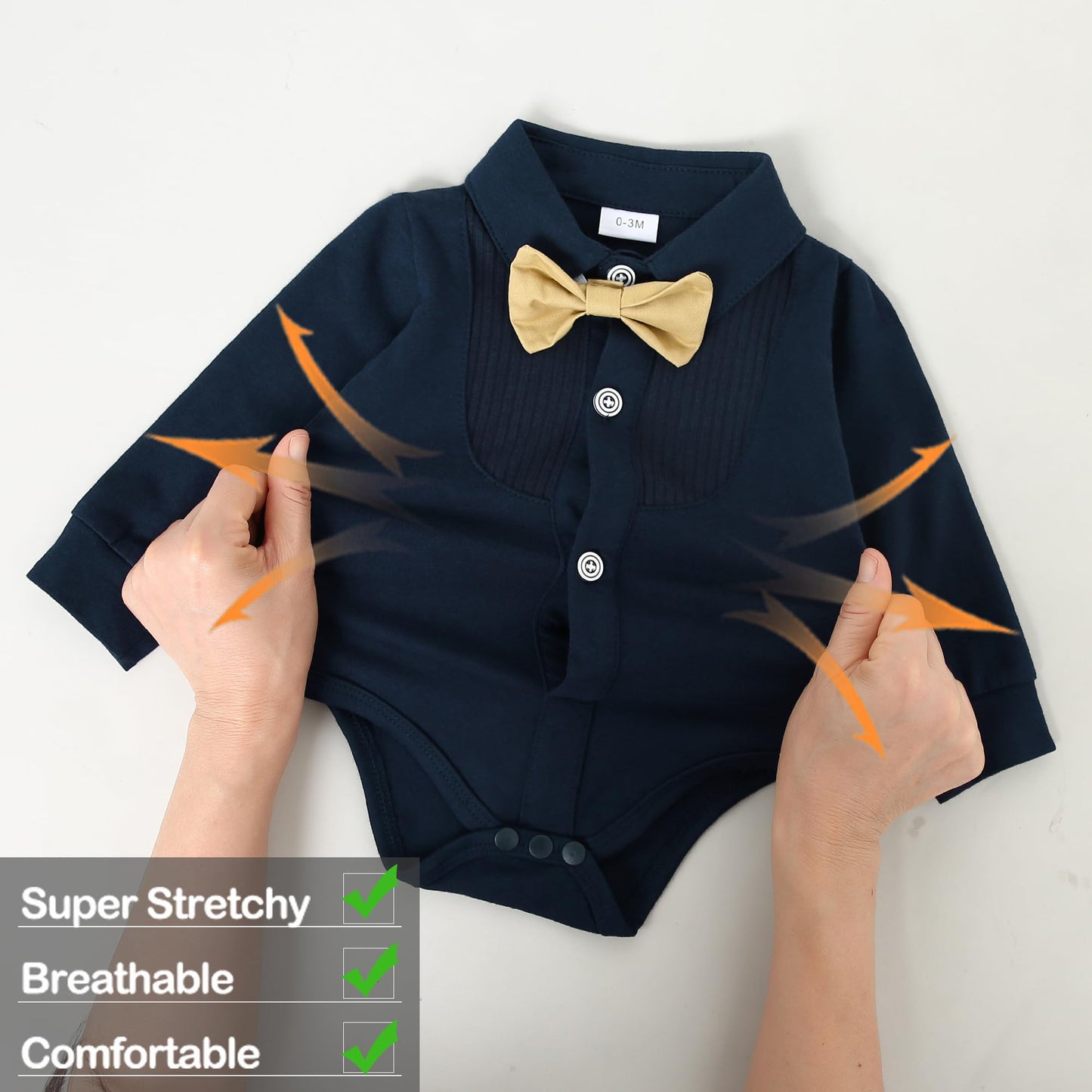 YUEMION Baby Boy Clothes Wedding Outfit Suits, 0-18 Months Infant Boy Gentleman Set, Dress Shirt+Vest+Suspender Pants+Bowtie