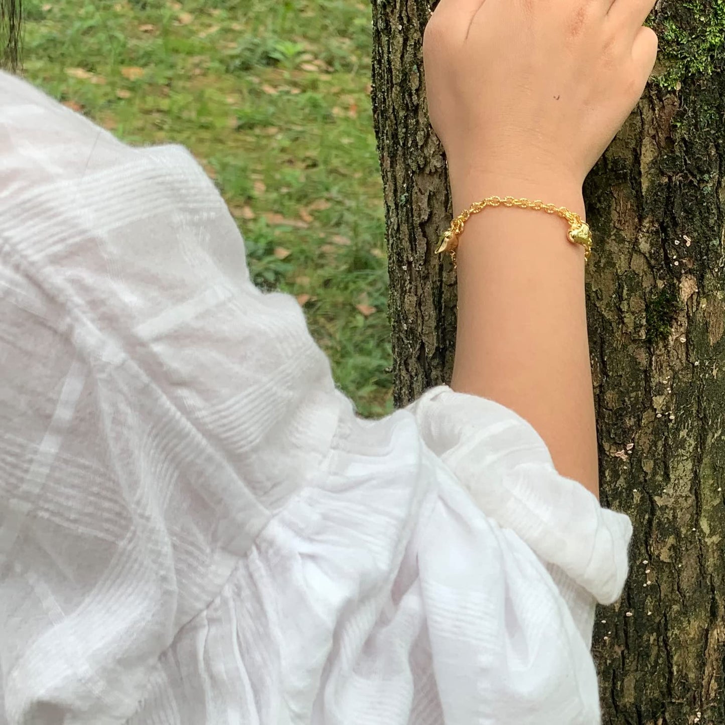 Ethlyn Bracelets for little girls 18K Gold Plated Cuban Link Chain Bracelets Bells Dangle Charms Little Girls Jewelry