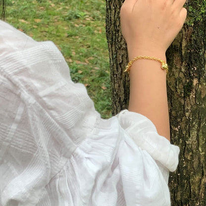 Ethlyn Bracelets for little girls 18K Gold Plated Cuban Link Chain Bracelets Bells Dangle Charms Little Girls Jewelry