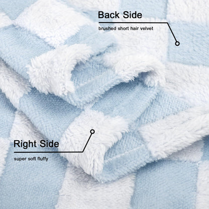HOMRITAR Checkered Baby Blanket for Boy Girls Ultra Soft Fluffy Fuzzy Toddler Blankets with 3D Chessboard Grid Warmer Comfort Reversible Bed Blanket for Winter 350GSM Black 30 x 40 Inch