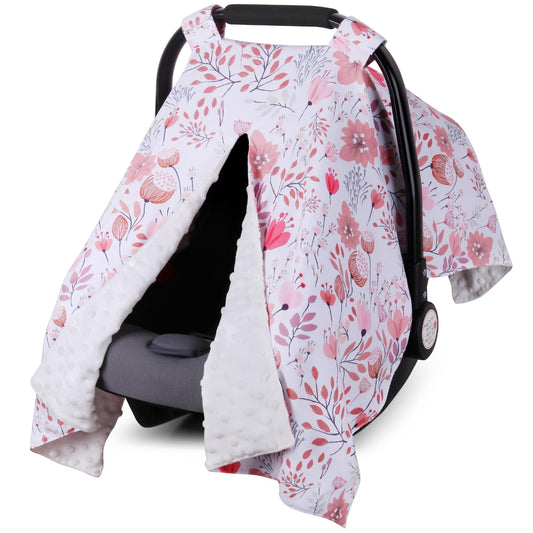 Rquite Car Seat Cover Baby, Carseat Covers Baby Boy, Minky Infant Car Seat Cover Winter, Peekaboo Opening Car Seat Canopy, Multi-use Baby Carrier, Stroller, Nursing Cover, Minky Blanket, Dinosaur