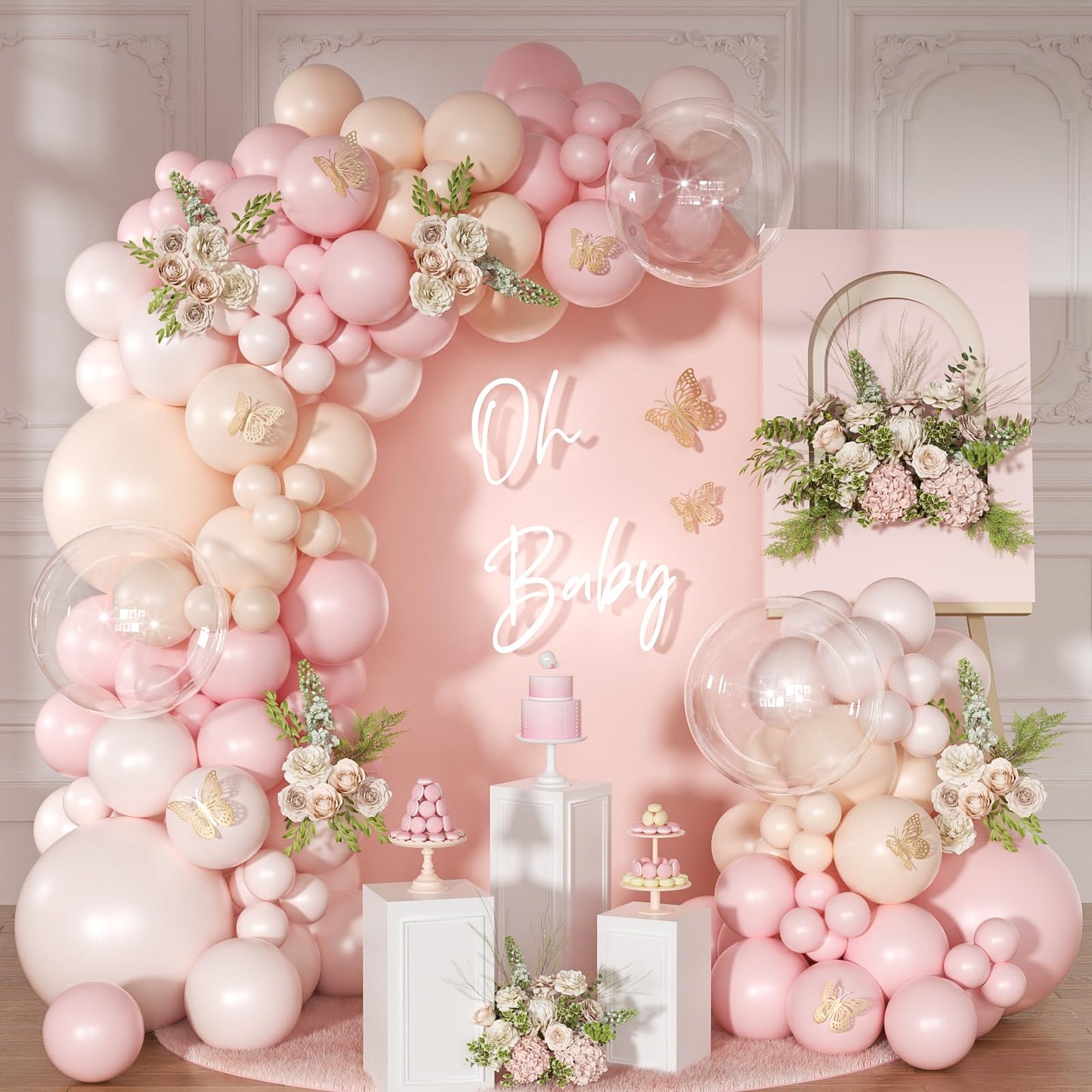 Pink Balloon Arch Kit 126 Pcs Light Pastel Pink Sand Balloon Garland Kit Include Macaron Balloons for Wedding Birthday Baby Shower Gender Reveal Decorations