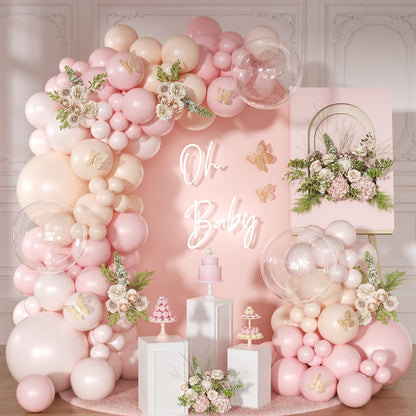 Pink Balloon Arch Kit 126 Pcs Light Pastel Pink Sand Balloon Garland Kit Include Macaron Balloons for Wedding Birthday Baby Shower Gender Reveal Decorations