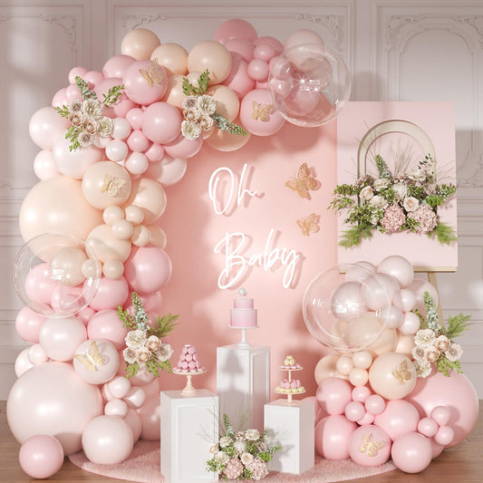 Pink Balloon Arch Kit 126 Pcs Light Pastel Pink Sand Balloon Garland Kit Include Macaron Balloons for Wedding Birthday Baby Shower Gender Reveal Decorations