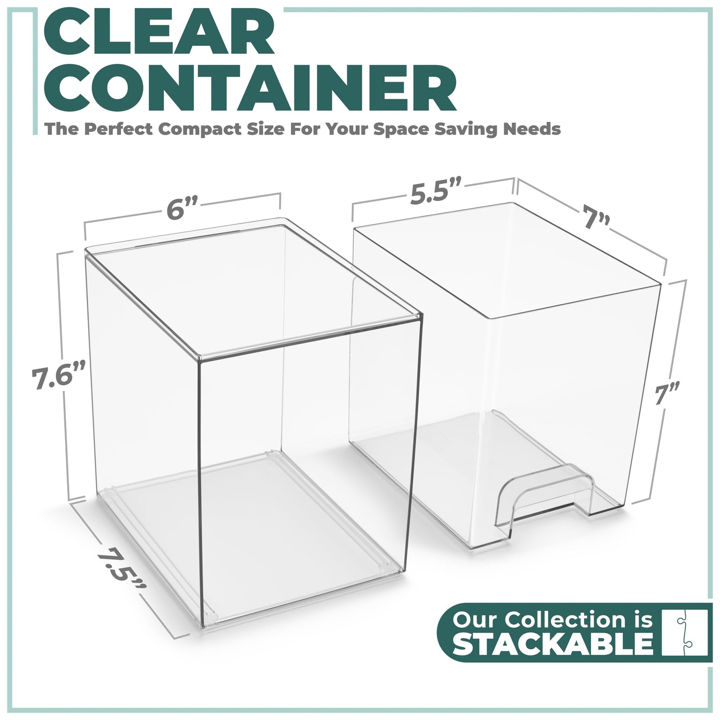 Sorbus Acrylic Storage Containers - 2 Pack, Stackable Storage Bins Set for Bathroom Organization - Clear Acrylic Drawer Organizers - Makeup Case Pull-Out Drawers (7.6’’ and 4.4’’ Tall)