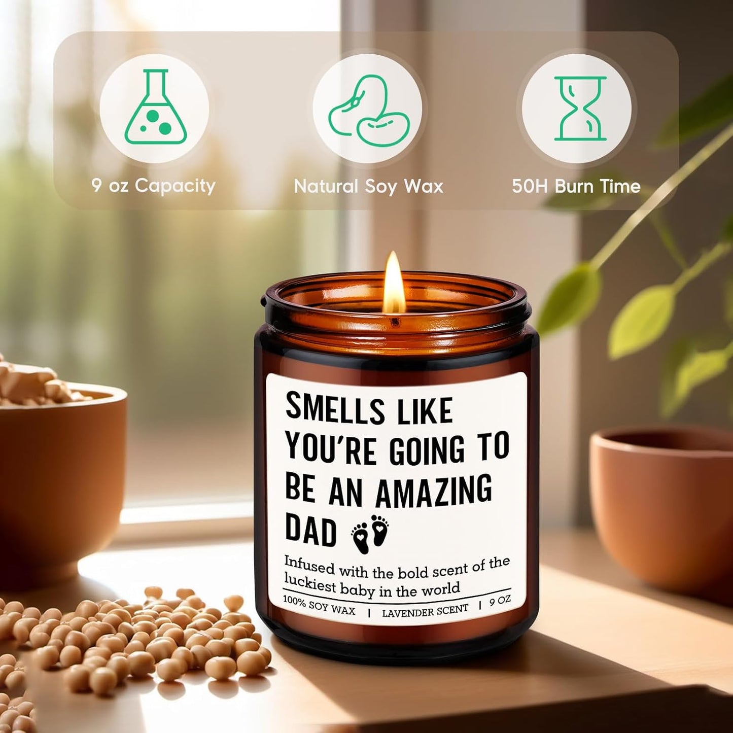 GSPY New Dad Gifts, First Time Dads Candle - First Fathers Day, Pregnancy Congratulations, Gender Reveal Gifts for Dad to be, Soon to Daddy, Expecting Father - Baby Shower Presents for New Daddy