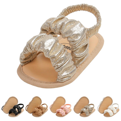 CoKate Baby Girls Sandals Ruffle Bowknot Premium Soft Sole Anti-Slip Open Toe Breathable Summer Outdoor First Walker Shoes Baby Sandals 0-3 months girls