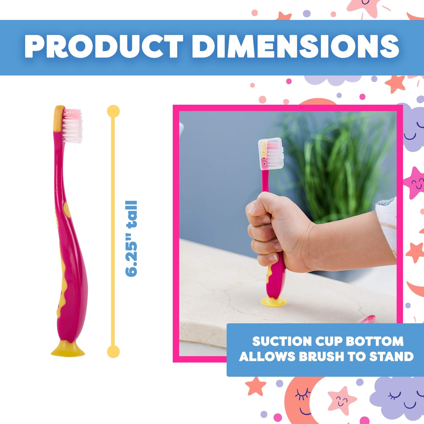 Kids' Soft Toddler Toothbrush, Gentle Bristles for Home, School, Camp, Sleepovers - Folding Handles for Tiny Hands (3 Pack)