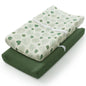 Blissful Diary Muslin Changing Pad Cover for Girls Boys, Ultra Soft Breathable Cotton, Baby Diaper Change Table Pad Covers, 2Pack (Roman Green&Leaf)