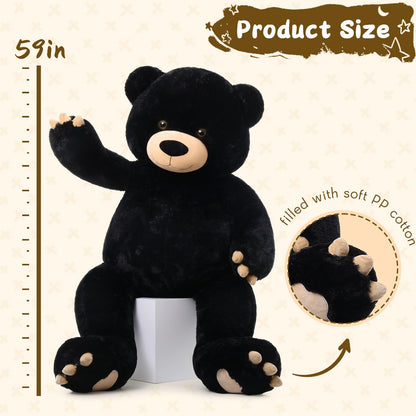 Tezituor 59" Gaint Teddy Bear Stuffed Animal,5ft Life Size Big Teddy Bears,Light Brown Cute Soft Plush Toy,Gifts for Kids Girls Boys Girlfriend Valentine,Christmas,Birthday,Baby Shower,Wedding Party