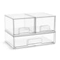 Sorbus Acrylic Storage Containers - 2 Pack, Stackable Storage Bins Set for Bathroom Organization - Clear Acrylic Drawer Organizers - Makeup Case Pull-Out Drawers (7.6’’ and 4.4’’ Tall)