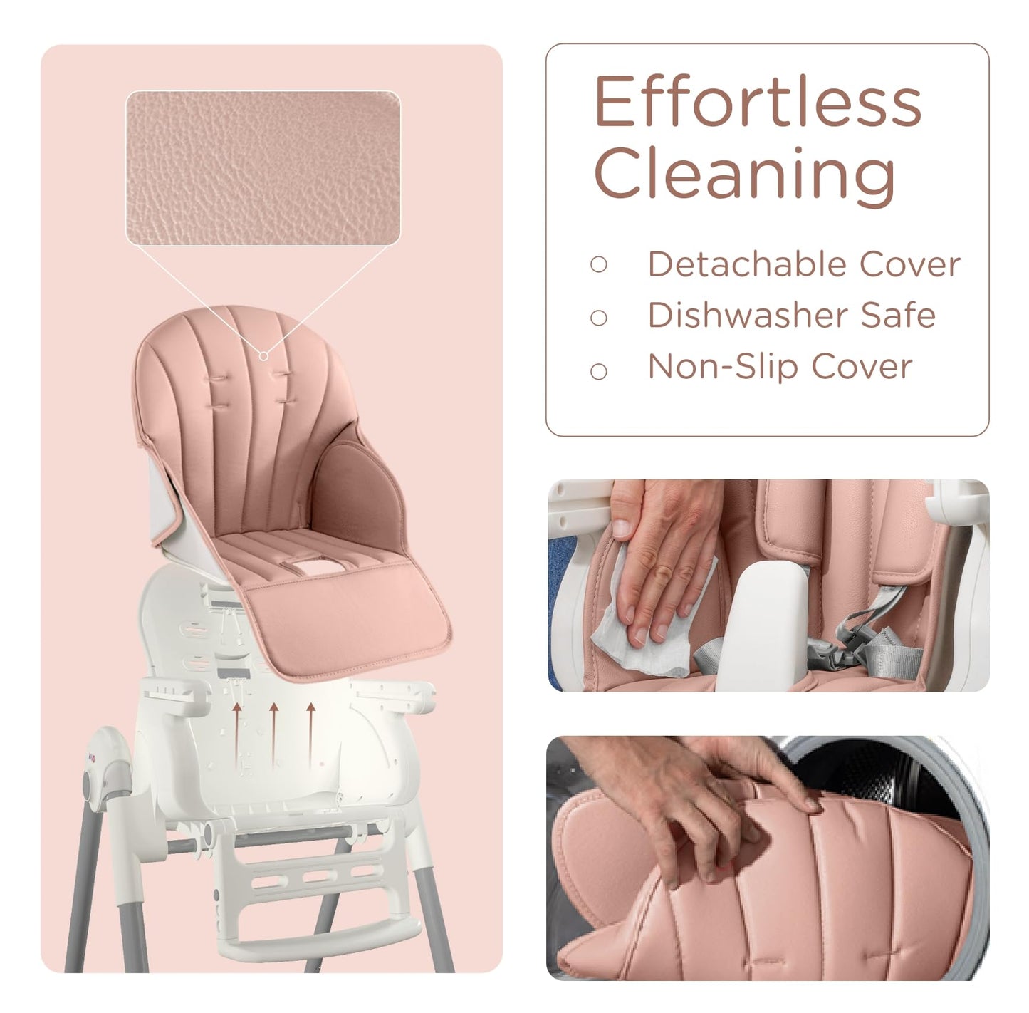 KÜB 3-in-1 Foldable Baby High Chair (Blue) | Multifunctional Infant HighChair for Babies & Toddlers | Removable Seat & Tray for Easy Clean | 7 Height & 4 Recline Adjustable | 2 Locking Wheels | Safe