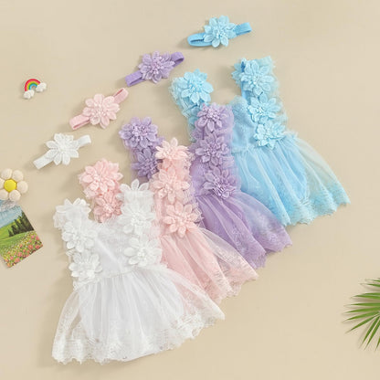 Mubineo Baby Girl Summer Clothes Lace Romper Skirt Dress Princess Outfits Sleeveless Flower Newborn Outfit