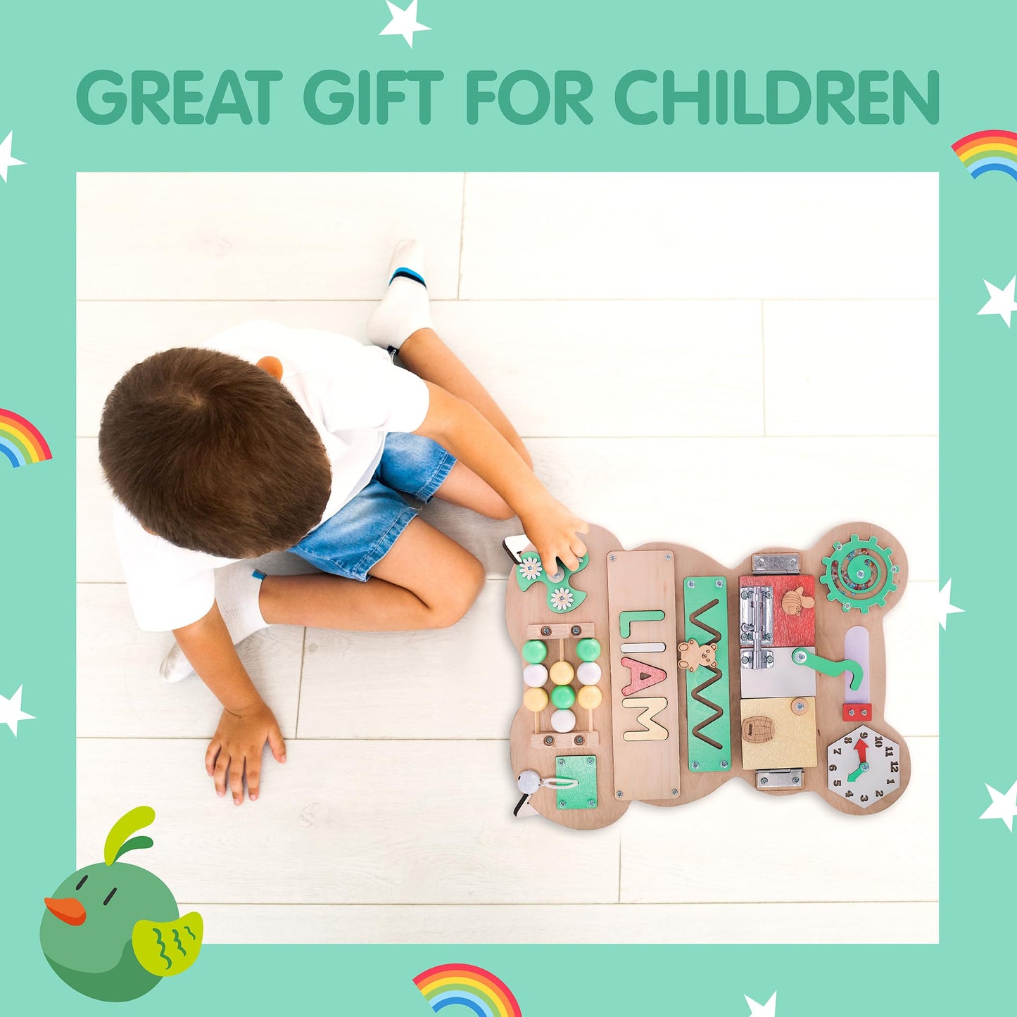 Nabytok Customized Name Puzzle for Toddlers (Fixed I J Letters) Personalized Toddlers Busy Board, Baby Personalized Board for 1-5 Years Old, First Birthday Gift, Montessori Toys (Pastel Girl)