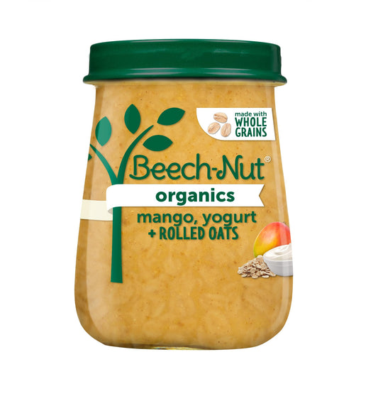 Beech-Nut Organic Baby Food Jars, Organic Apple Pumpkin & Granola Puree, Stage 2 Baby Food for Babies 6 Months and Up, Non-GMO, 4oz Glass Jars, 10ct