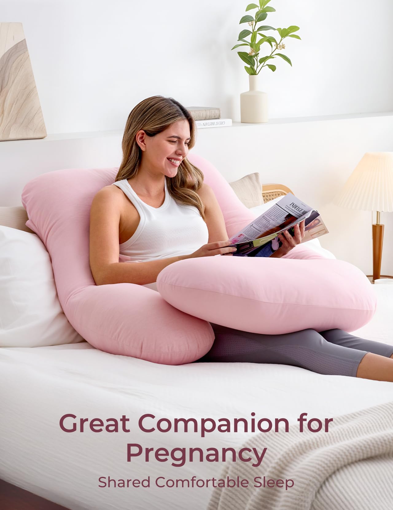 Momcozy Pregnancy Pillows for Sleeping, U Shaped Full Body Maternity Pillow with Removable Cover - Support for Back, Legs, Belly, HIPS for Pregnant Women, 57 Inch Pregnancy Pillow for Women, Grey