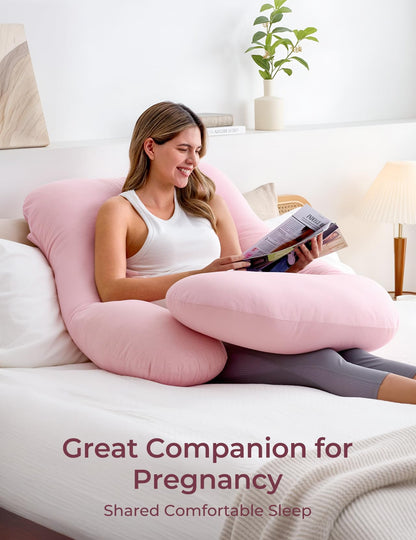 Momcozy Pregnancy Pillows for Sleeping, U Shaped Full Body Maternity Pillow with Removable Cover - Support for Back, Legs, Belly, HIPS for Pregnant Women, 57 Inch Pregnancy Pillow for Women, Grey