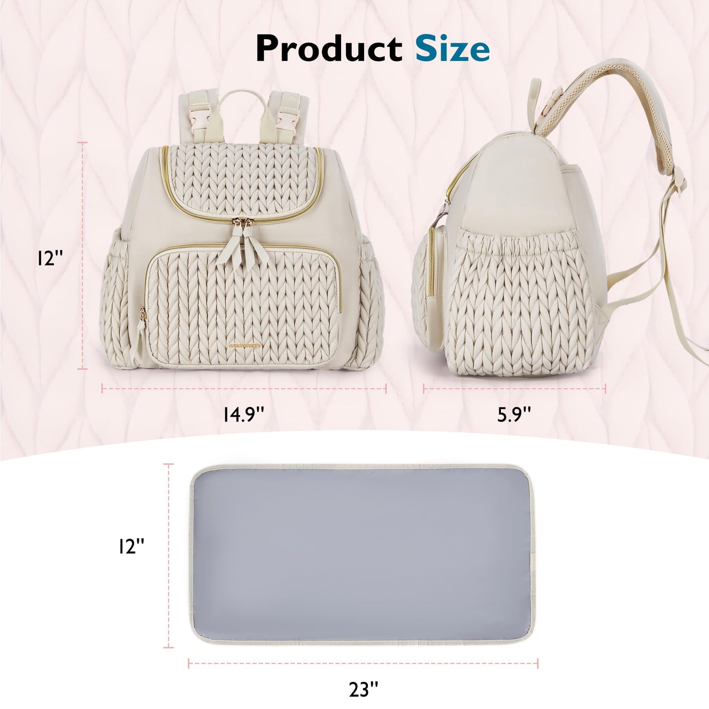 mommore Diaper Bag Small Diaper Backpack Stylish Baby Travel Backpacks with Insulated Pockets, Changing Pad, Stroller Straps
