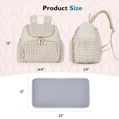 mommore Diaper Bag Small Diaper Backpack Stylish Baby Travel Backpacks with Insulated Pockets, Changing Pad, Stroller Straps