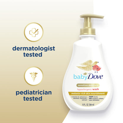 Baby Dove Sensitive Baby Wash Melanin-rich Skin Nourishment For Baby Bath Time Tear-Free and Hypoallergenic 34 oz