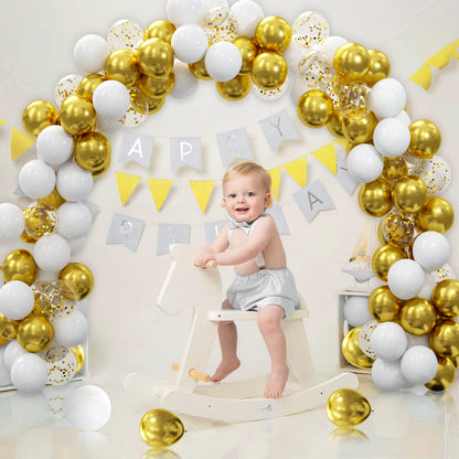 OuMuaMua 62Pcs Pink Gold Confetti Latex Balloons Kit, 12 Inch Pink White Gold Helium Balloons Party Supplies for Confession Proposal Wedding Girl Birthday Baby Shower Party Decoration