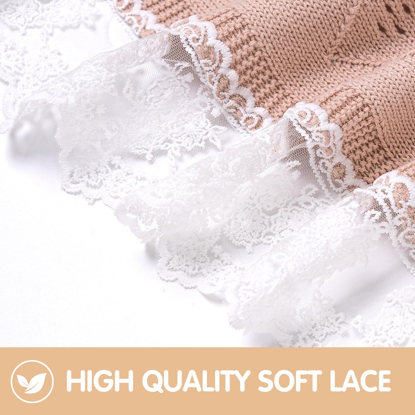 Booulfi Knit White Baby Blankets Neutral,Crib Stroller Newborn Blankets for Boys Girls,Cotton Lace Crochet Winter Blanket Nursery Blanket New Baby Essentials, 38X39