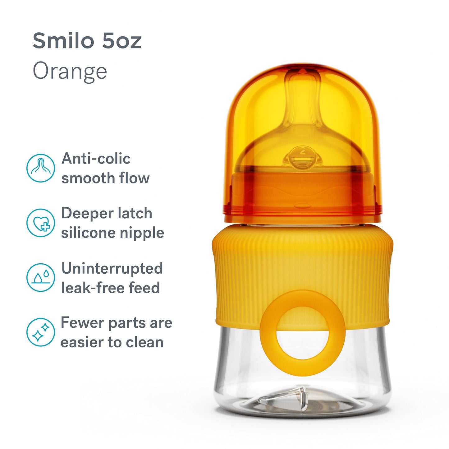 Smilo Baby Bottle Set with Stage 0 Slow Flow Anti Colic Nipple, 10 Oz / 300 ml Capacity, 3X Pack of Anti Colic Baby Bottles 0-3 Months - Aqua Blue