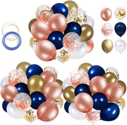 OuMuaMua 62Pcs Pink Gold Confetti Latex Balloons Kit, 12 Inch Pink White Gold Helium Balloons Party Supplies for Confession Proposal Wedding Girl Birthday Baby Shower Party Decoration