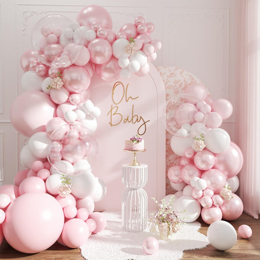 Blue Balloon Arch Kit, 127Pcs Double Stuffed Balloon Arch Garland Kit Include Pearl Blue Macaron Light blue White Clear Balloons for Bridal Shower Baby Shower Birthday Wedding Decorations