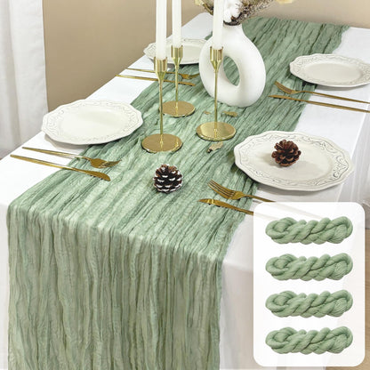 FEXIA Beige Cheesecloth Table Runner 35x120 Inches Ivory Gauze Rustic Boho Spring Easter Table Runner for Engagement Party Decorations Bridal Shower Wedding Party First Communion Centerpiece