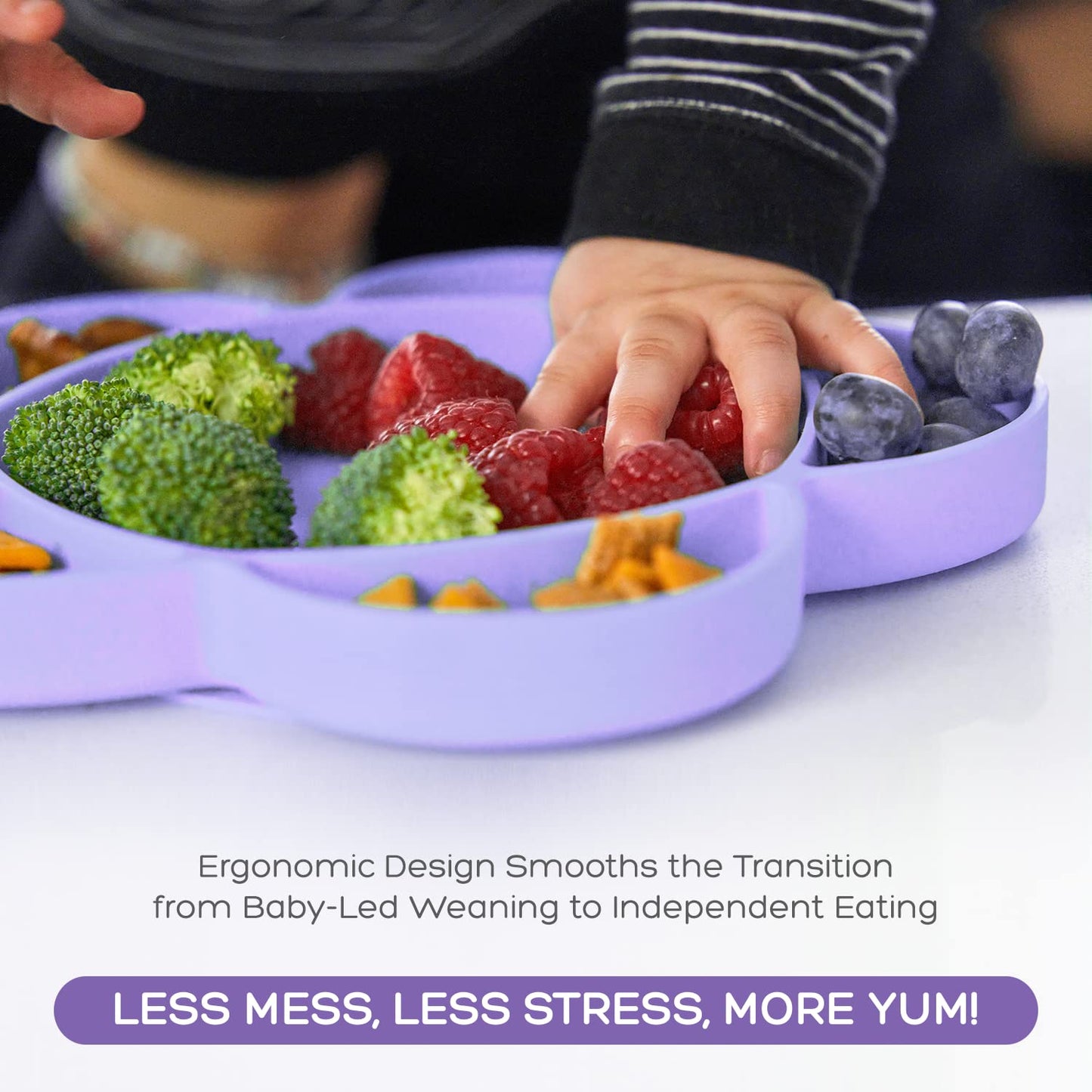 grabease Baby Essentials Must-Haves - Complete Feeding Set for Baby-Led Weaning and Portion Control - Suction Bottoms 4 Piece Set, BPA and Phthalates-Free, Blush