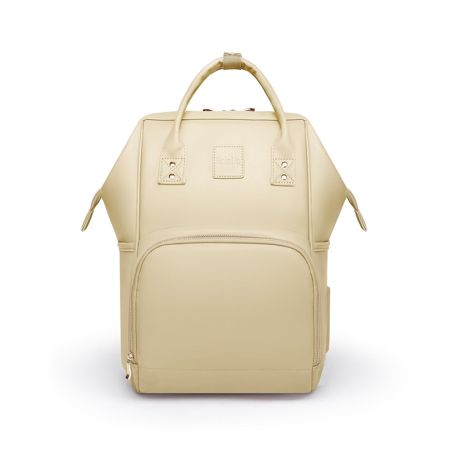HaloVa Diaper Bag, Leather Backpack Eco-Friendly Leather Daddy Mommy Baby Bag with 24L Capacity & Multiple Pockets