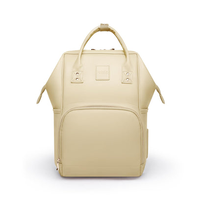 HaloVa Diaper Bag, Leather Backpack Eco-Friendly Leather Daddy Mommy Baby Bag with 24L Capacity & Multiple Pockets