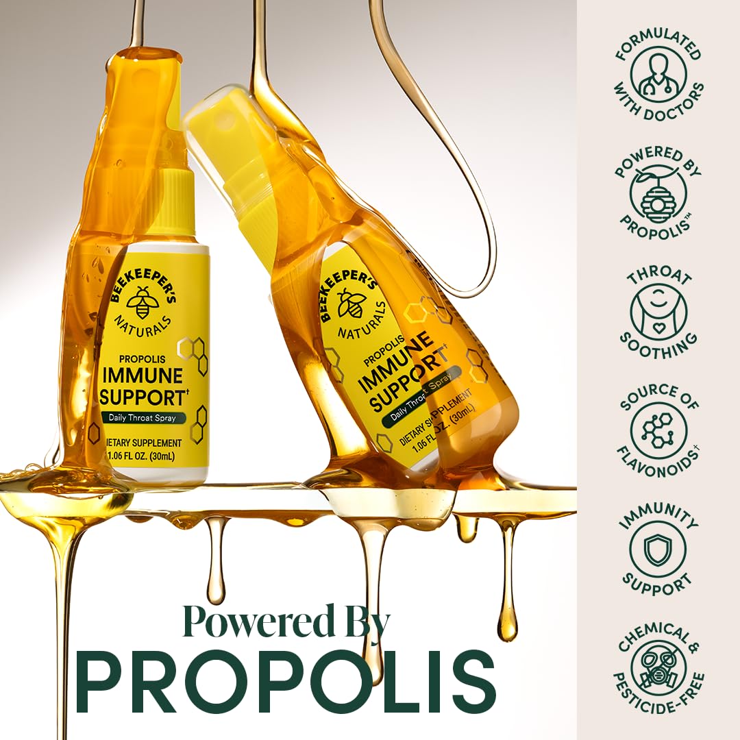 Kids Propolis Throat Spray - Natural Immune Support & Sore Throat Relief - by BEEKEEPER'S NATURALS - Has Antioxidants & Gluten-Free (1.06 oz) Pack of 1 (Kids)