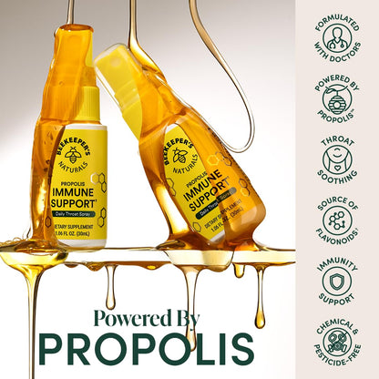 Kids Propolis Throat Spray - Natural Immune Support & Sore Throat Relief - by BEEKEEPER'S NATURALS - Has Antioxidants & Gluten-Free (1.06 oz) Pack of 1 (Kids)