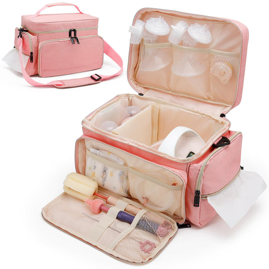 Breast Pump Bag Fit for Spectra S1 and S2, Pumping Bag with Waterproof Mat for Pump Accessories, Portable Pump Carrying Case for Work, Travel and Family Use, Black
