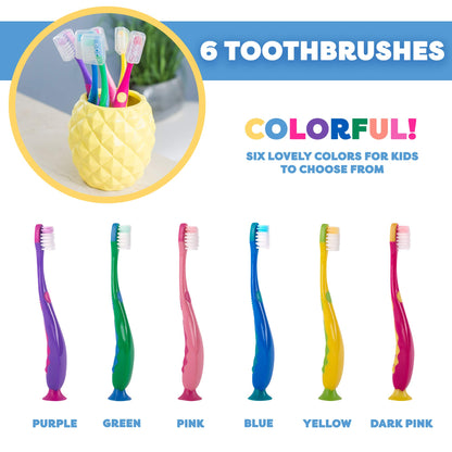 Kids' Soft Toddler Toothbrush, Gentle Bristles for Home, School, Camp, Sleepovers - Folding Handles for Tiny Hands (3 Pack)