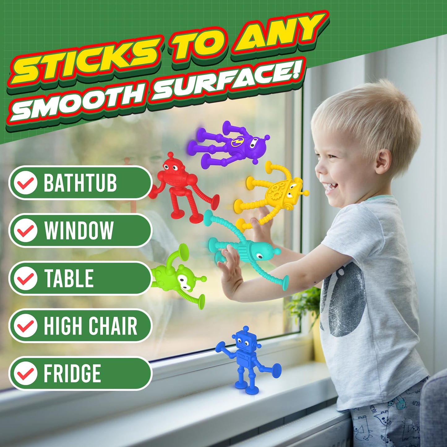 Baby Bath Toys Suction Toy: No Hole Bath Toy for Baby Toddlers - Kids Mini Sensory Fidget Suction Cup Toys for Boys Girls - Window Building Toy Travel Essentials Road Trip Activities for Kids Gifts