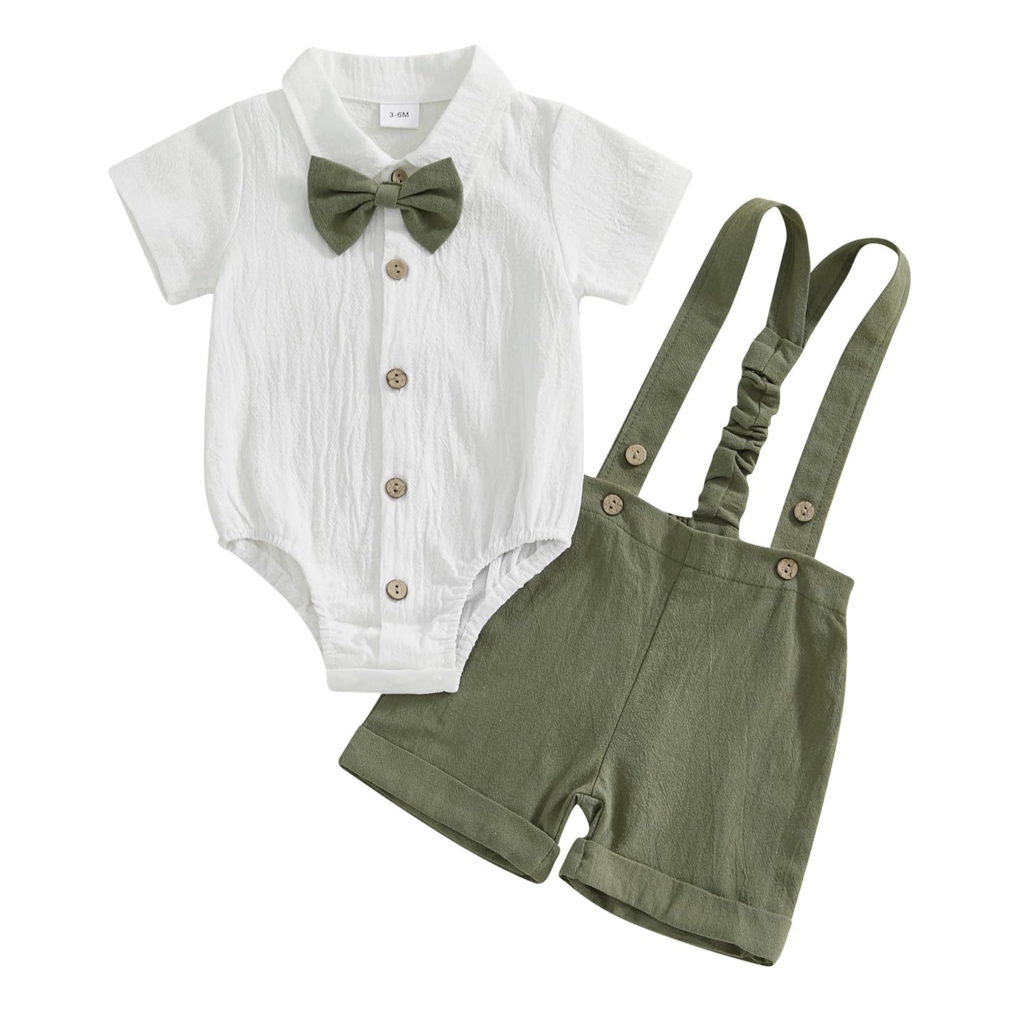 GOOCHEER Newborn Baby Boy Gentleman Outfit Suit Short Sleeve Bowtie Romper Jumpsuit Suspender Shorts Set Summer Dress Clothes