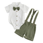 GOOCHEER Newborn Baby Boy Gentleman Outfit Suit Short Sleeve Bowtie Romper Jumpsuit Suspender Shorts Set Summer Dress Clothes