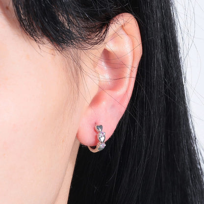 CiNily 14K White Gold Plated Small Hoop Earrings for Women Girls Heart Cubic Zirconia Hypoallergenic Earrings