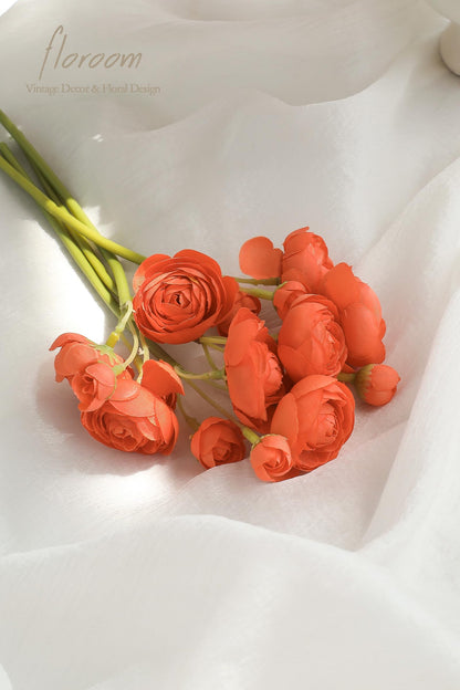 Floroom Ranunculus Artificial Flowers 18 Pcs Blush Faux Silk Mini Ranunculus Bulk Fake Wedding Filler Flowers for DIY Pink Bouquets, Centerpieces, Bridal Shower Decorations & Arrangements