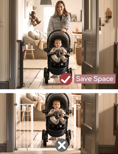 Momcozy Retractable Baby Gate, 33" Tall, Extends up to 55" Wide, Child Safety Baby Gates for Stairs, Doorways, Hallways, Indoor, Outdoor