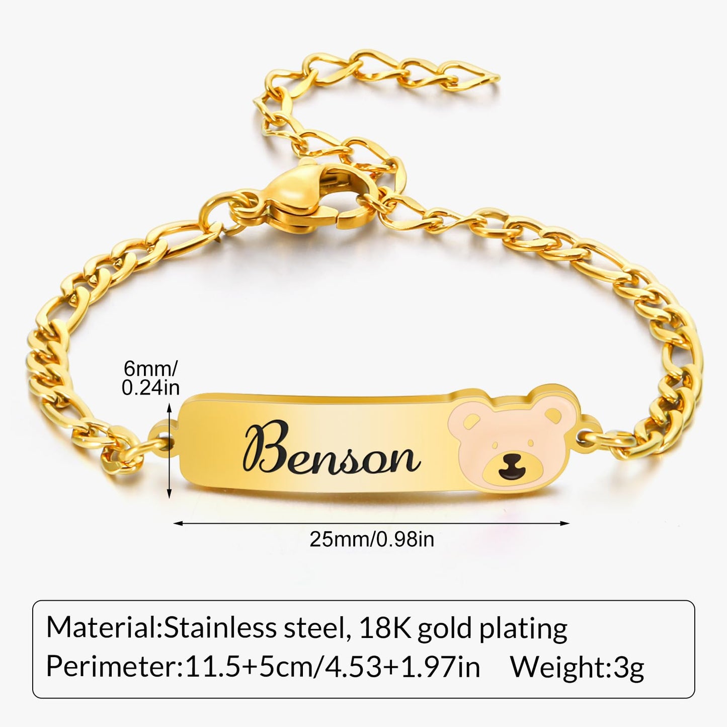 Personalized Baby Name Bracelet, 18K Gold Plated Customized Bracelets Id Protection Bracelet New Born Birthday Gift for Toddler Girls Boys