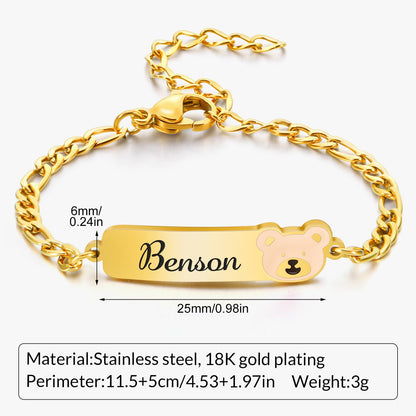 Personalized Baby Name Bracelet, 18K Gold Plated Customized Bracelets Id Protection Bracelet New Born Birthday Gift for Toddler Girls Boys