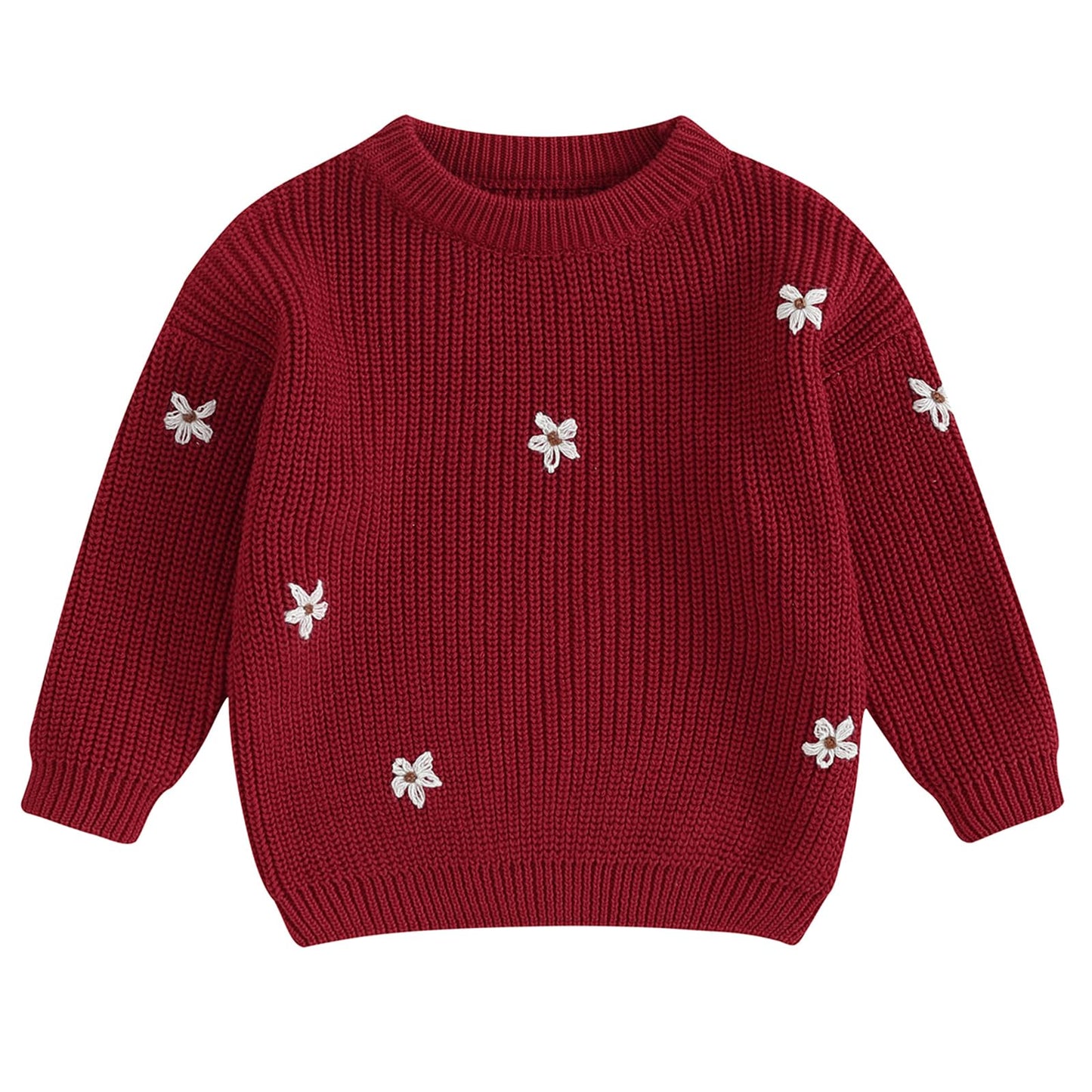 Mubineo Baby Girl Winter Clothes Cute Flower Sweater Crewneck Pullover Long Sleeve Knit Newborn Infant Sweaters