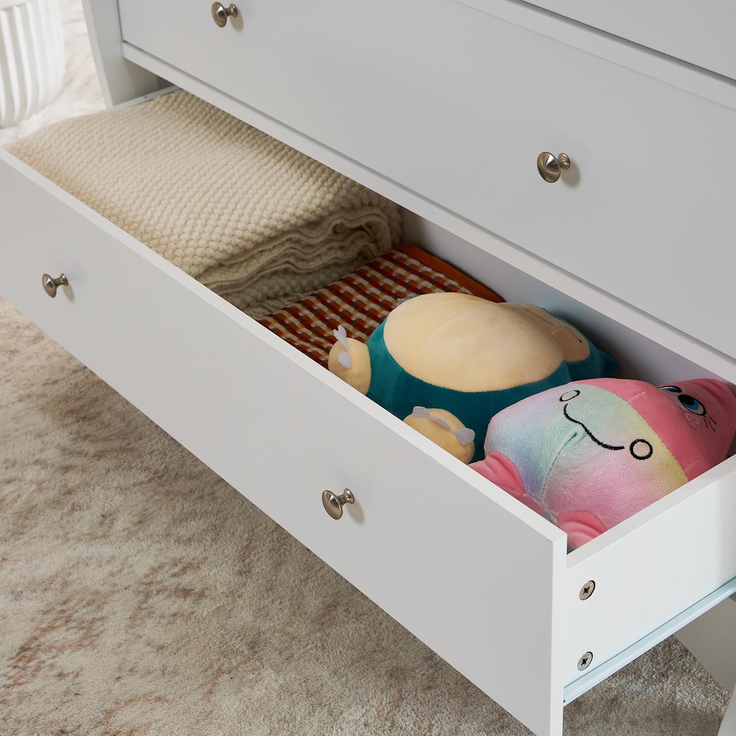 3-Drawer Changing Table, Safety Rails & Strap, Infant Diaper Changing Station with Drawers, Baby Diaper Changing Table Dresser for Nursery, Easy Assembly (White)