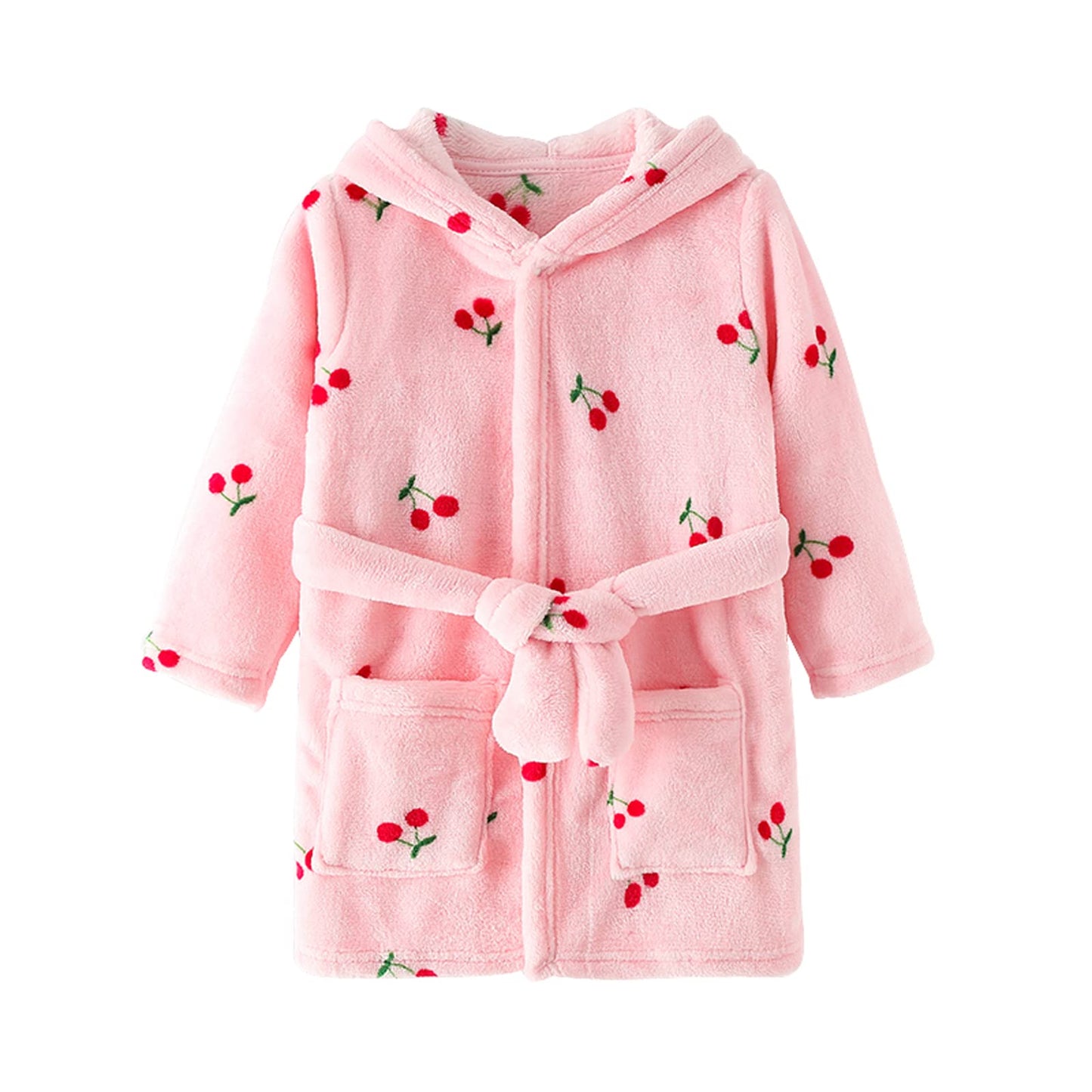 Toddlers Kids Hooded Robe Boys Girls Soft Flannel Bathrobes Pajamas Plush Robe