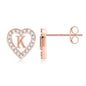 Anoup Heart Initial Stud Earrings - Gifts for Girls, Sterling Silver Post 14K Gold Plated All Over Hypoallergenic | CZ Simulated Diamond Stud Earrings | Birthday Gifts for Kids Toddlers Daughter